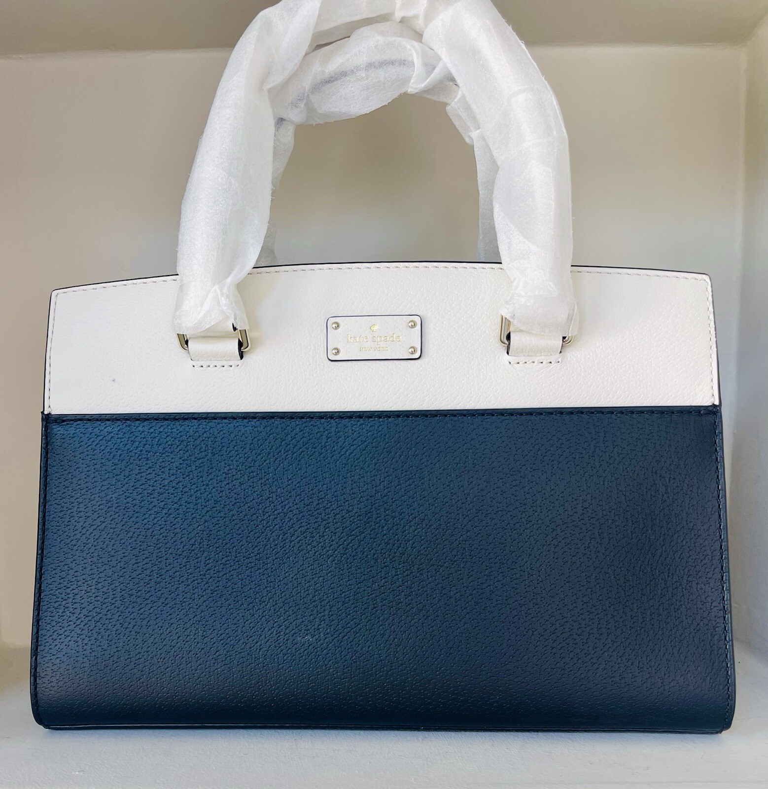 NEW KATE SPADE Grove Street Caley Satchel WKRU4257 Black And White Free Ship