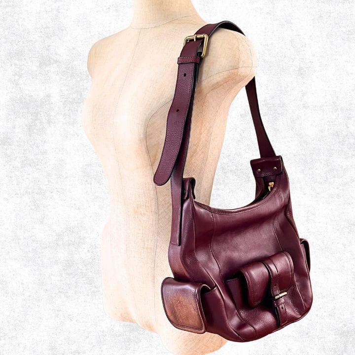 Chloe leather shoulder bag burgundy 24×22cm Authentic Designer Luxury Iconic
