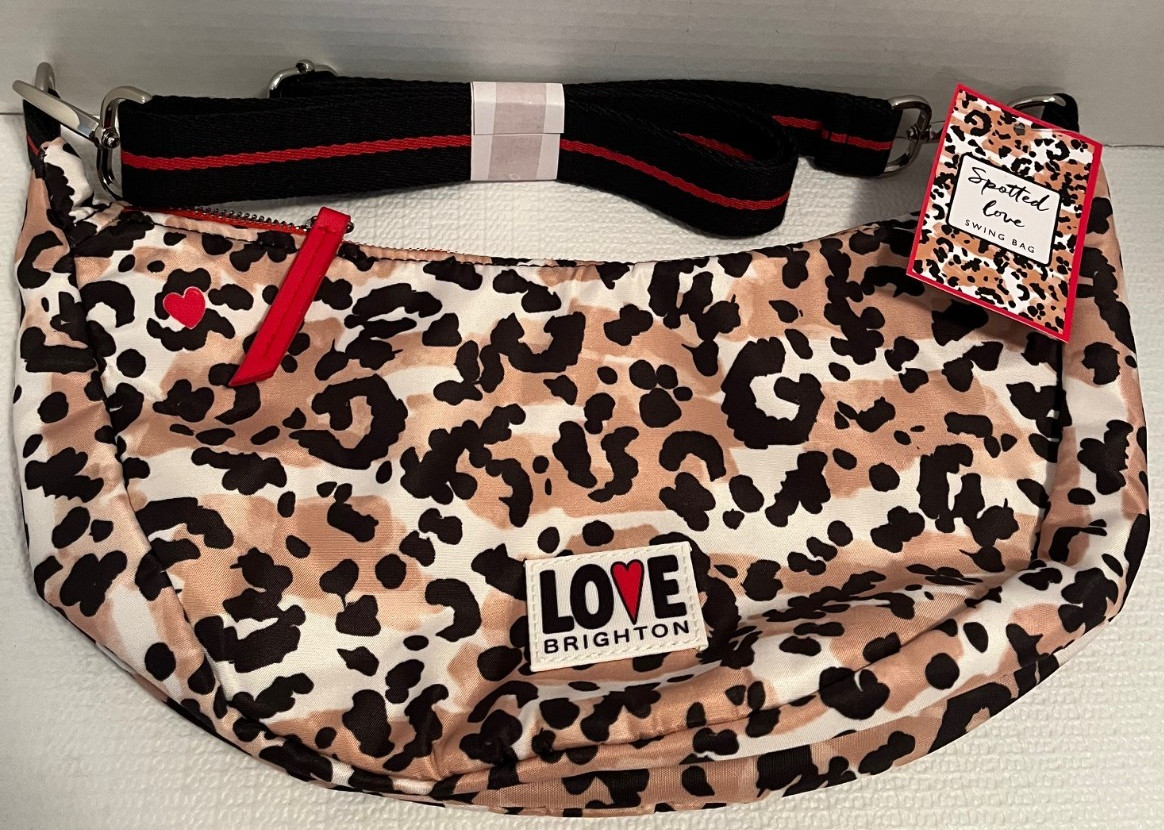 Brighton Spotted Love Swing Leopard Print Crossbody Bag Adjustable Strap New