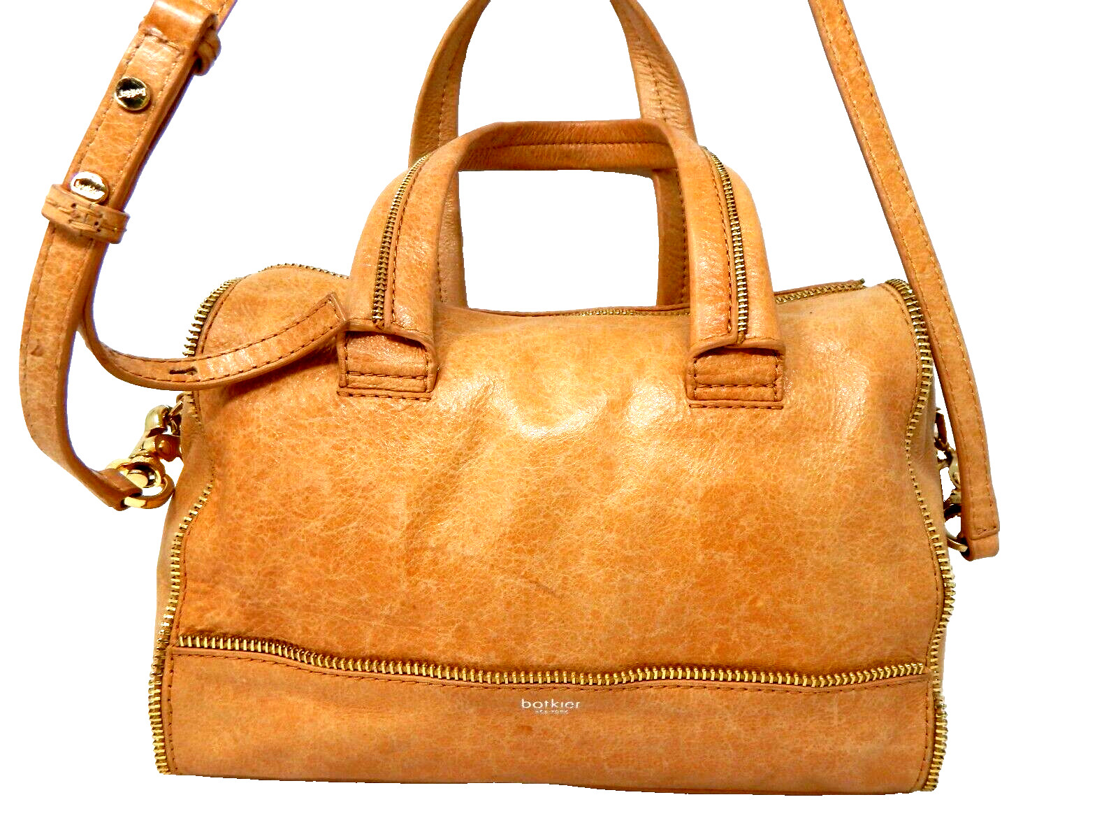Botkier NY Beige Distressed Leather Large Travel Crossbody Bag/Handbag