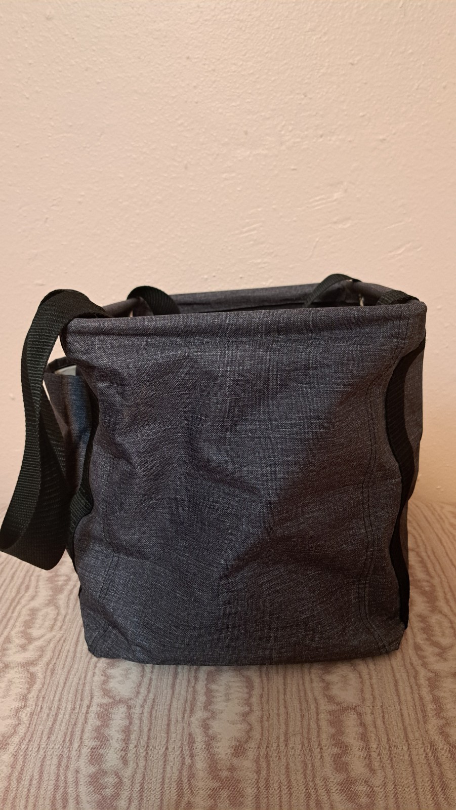 Thirty-One Utility Tote Charcoal Crosshatch Dark Gray Embroidered Dandeline