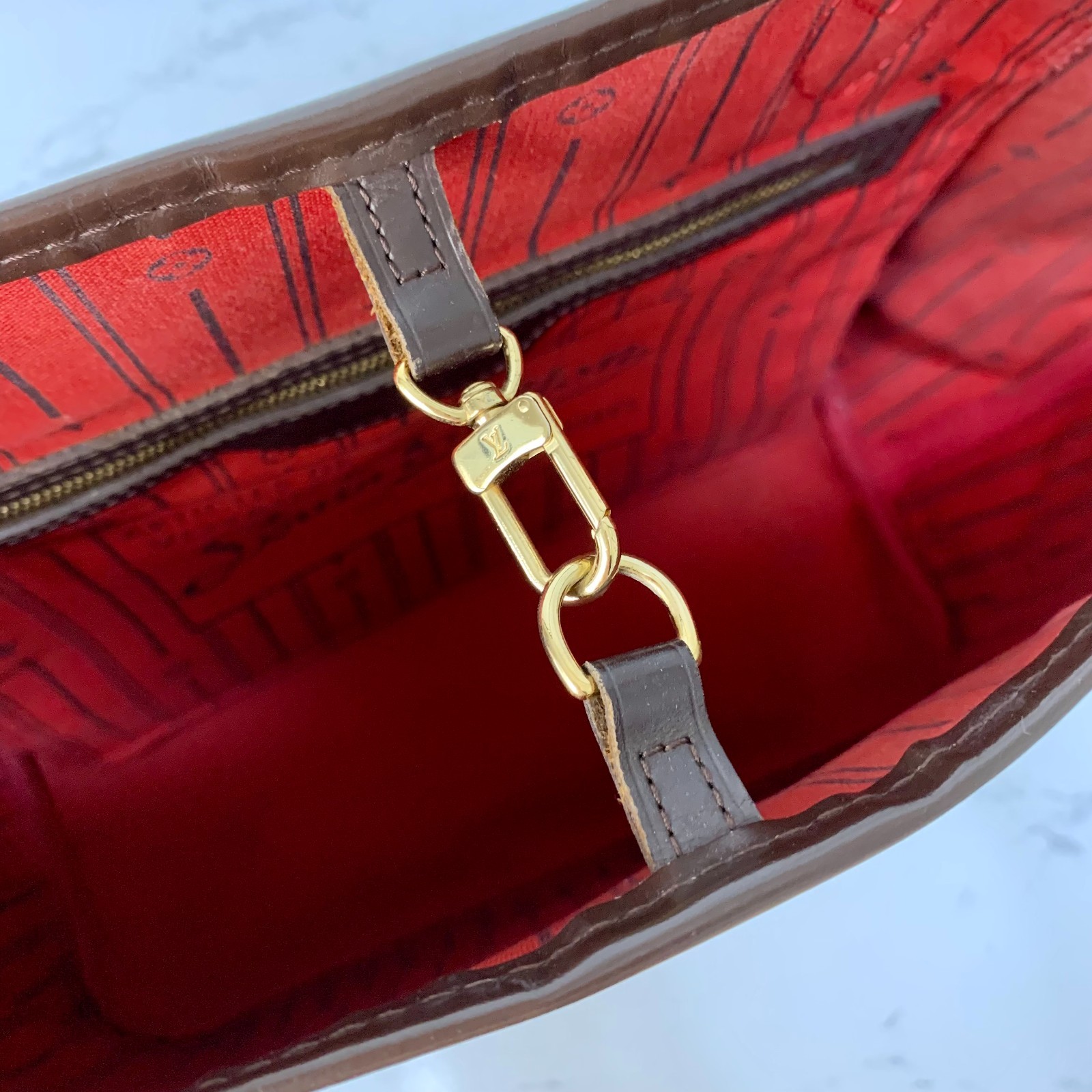 LOUIS VUITTON Neverfull MM Damier shoulder Tote Bag Brown Auth【Condition:Good】