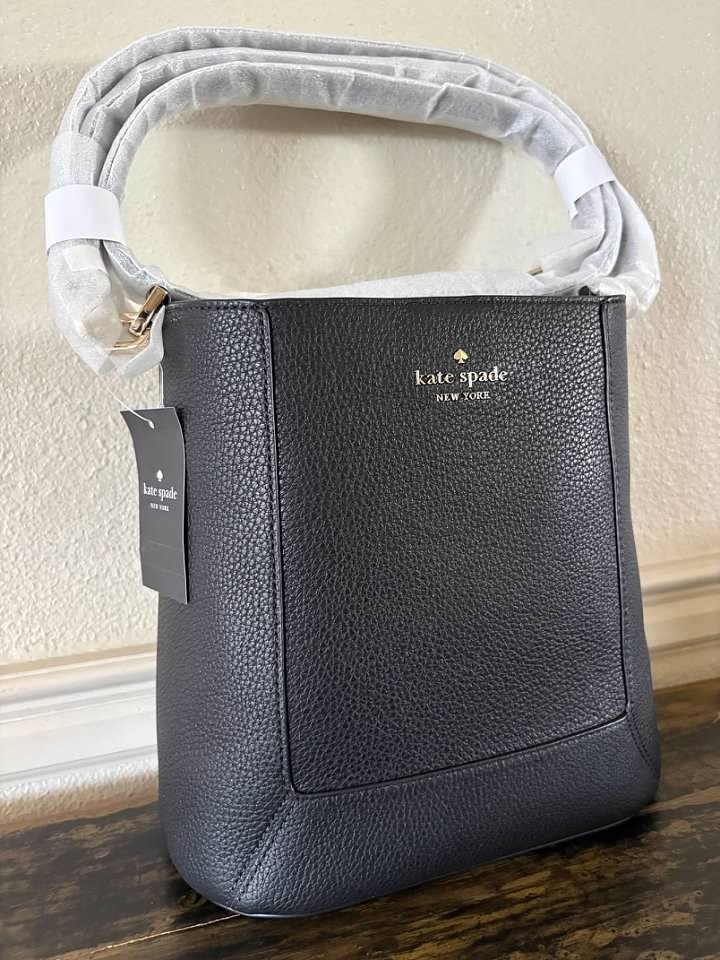 Kate Spade NY Leather Lena Bucket Shoulder Bag Black-NWT
