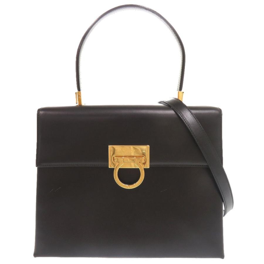 Salvatore Ferragamo Bag: Gancini Black W26H20.5D8cm w/dust bag strap;