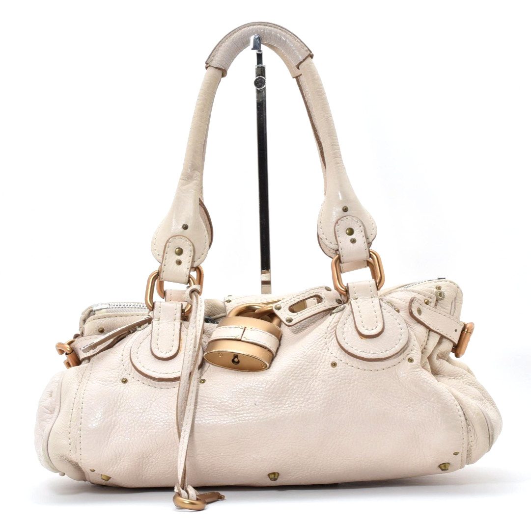 Chloe Paddington Hand Bag Purse Leather Ivory Gold Shoulder Authentic