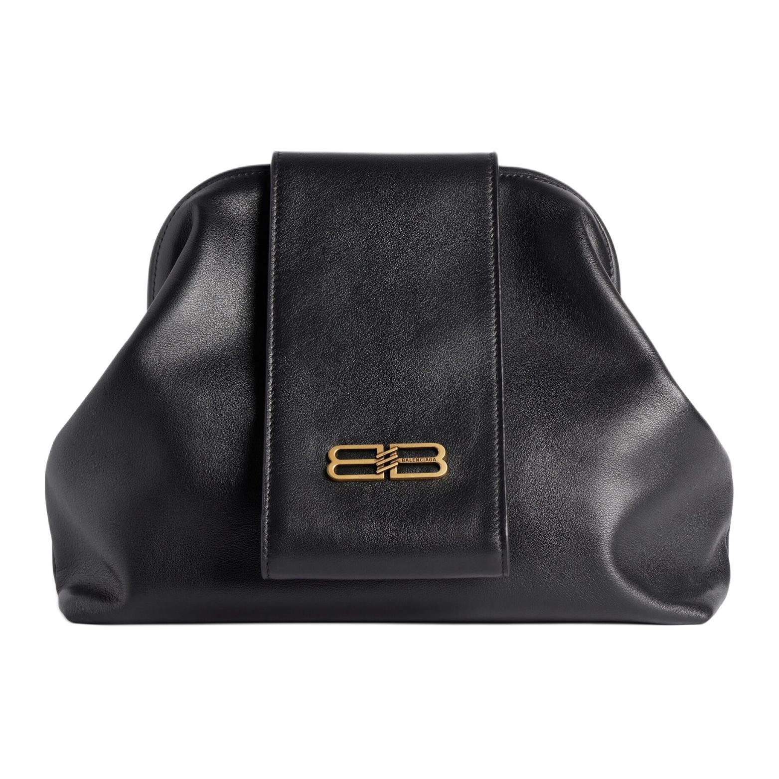 Balenciaga Cow Leather Handbag Medium Women’s Black 12.2 x 6.7 x 8.7 in