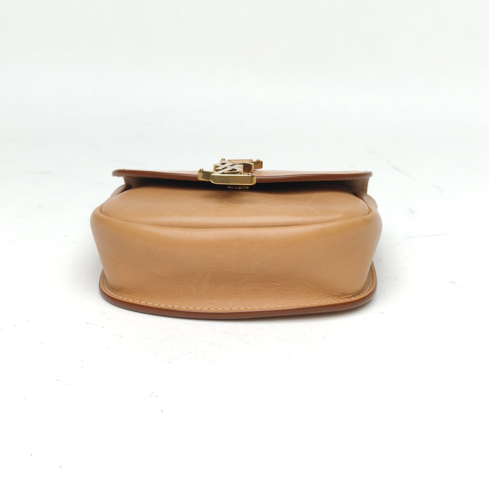 SAINT LAURENT KAIA Saddle Bag Mini 15cm Milky Tea Calfskin Crossbody Bag