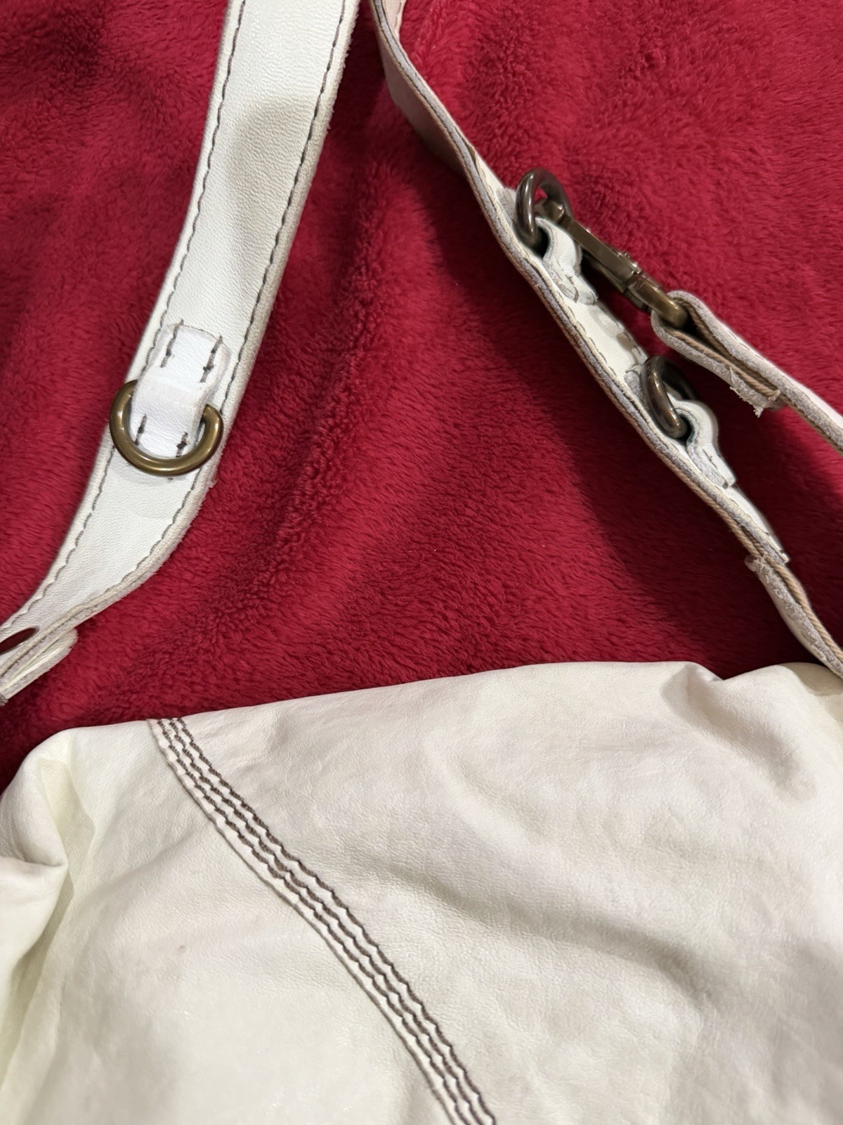 Lucky Brand Foldover Crossbody/shoulder/top handle Hobo Bag Off-White Leather