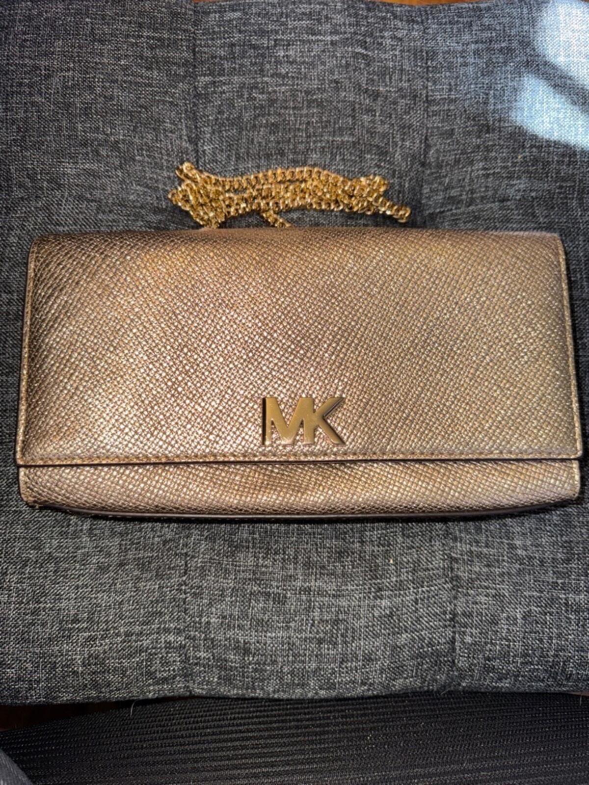 Michael Kors Metallic Gold MK Chain Clutch