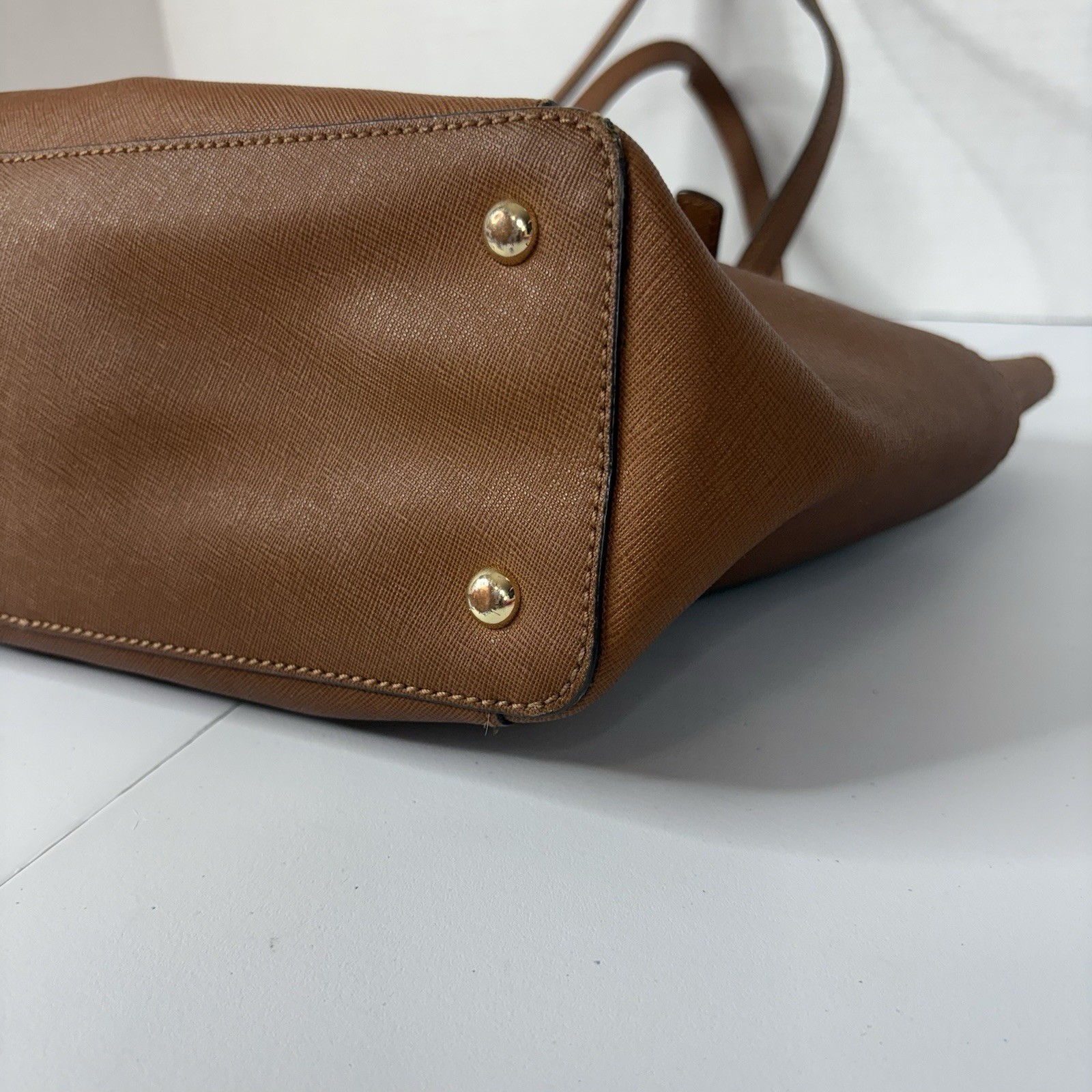 Michael Kors Jet Set Travel Saffiano Leather Tote Bag Acorn Brown GoldHardware
