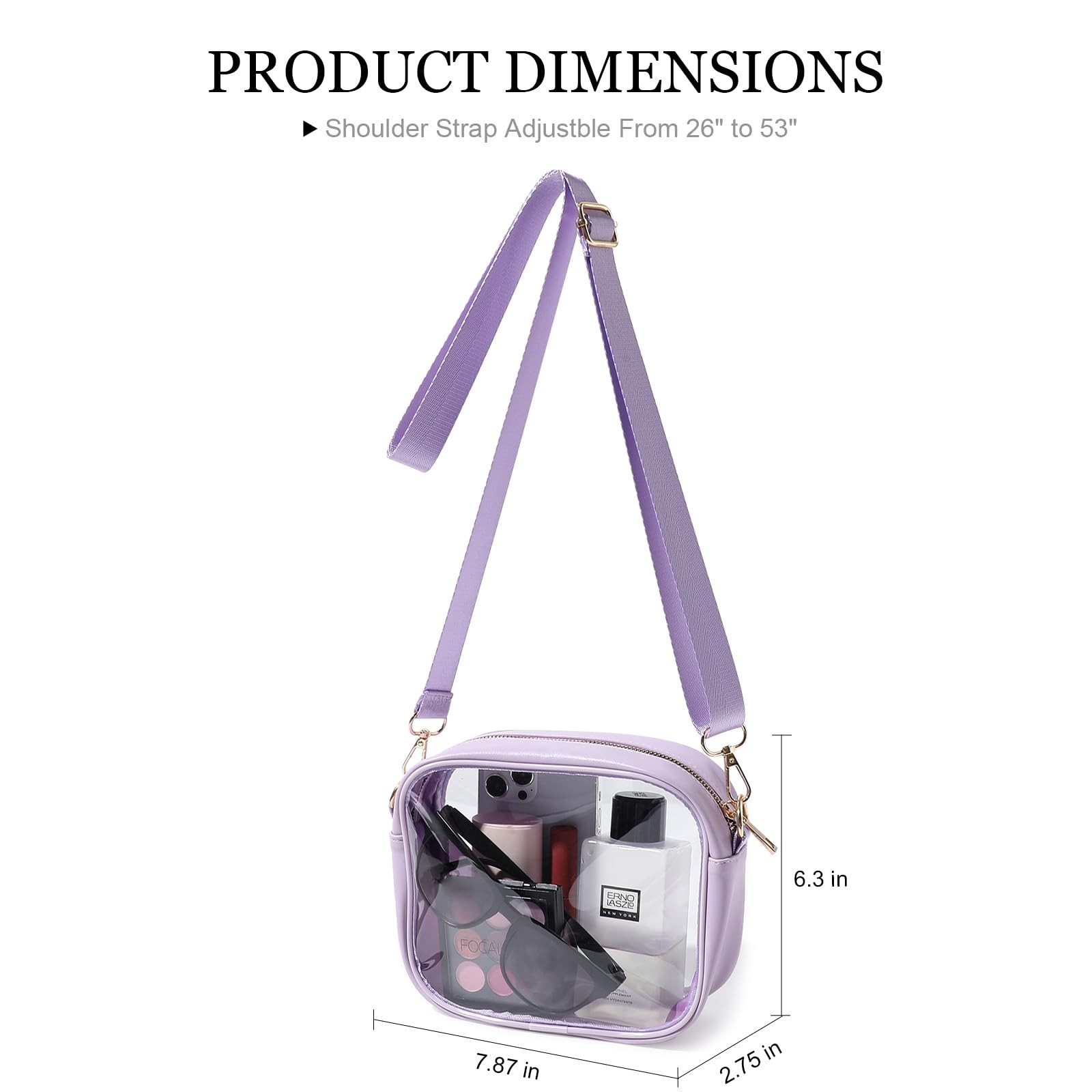 Clear Purse Crossbody Bag for Women Stadium Approved, Small Leather Clear Bag…