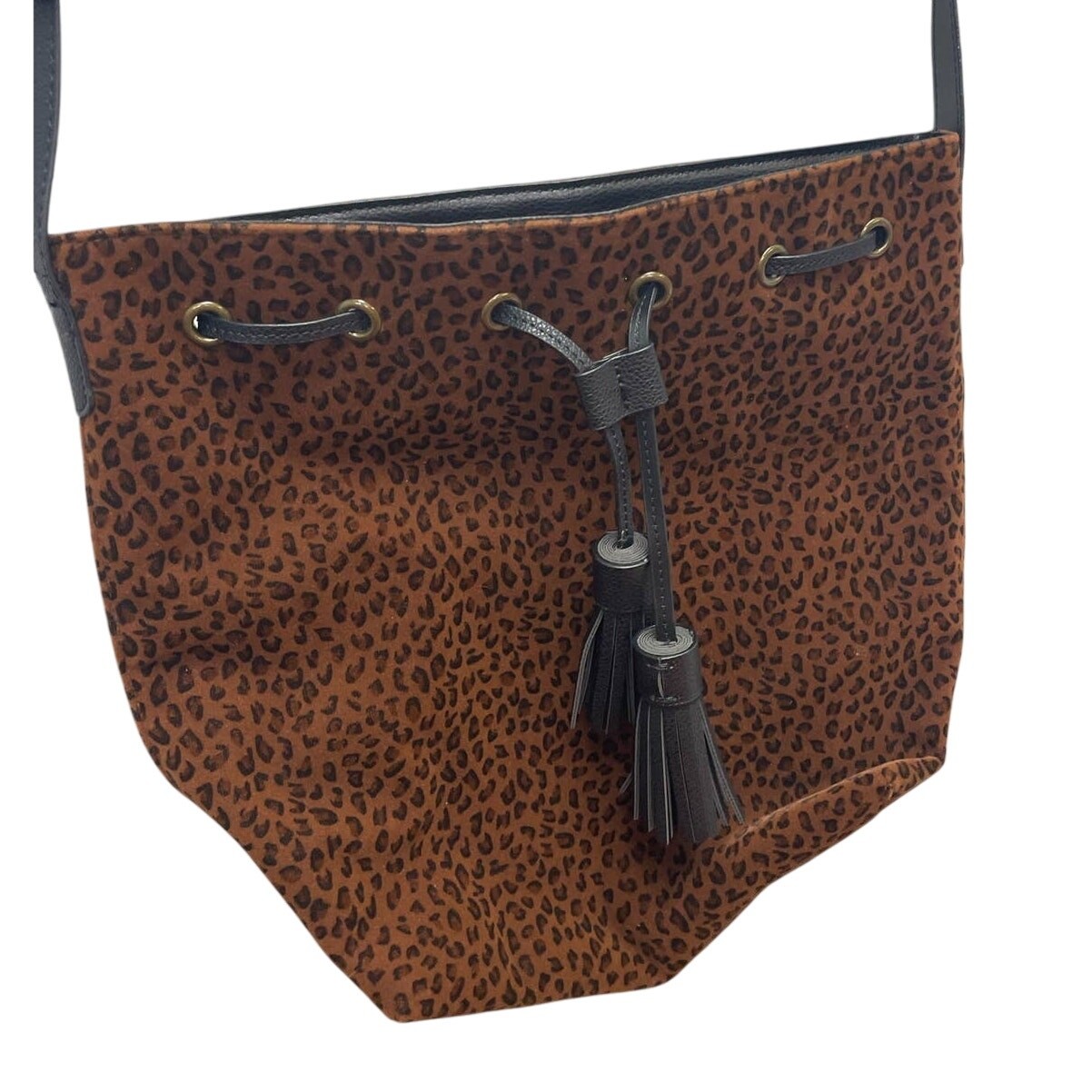 AEO Soft Faux Leather Velour Leopard Spot Adustable Shoulder Strap Purse Handbag