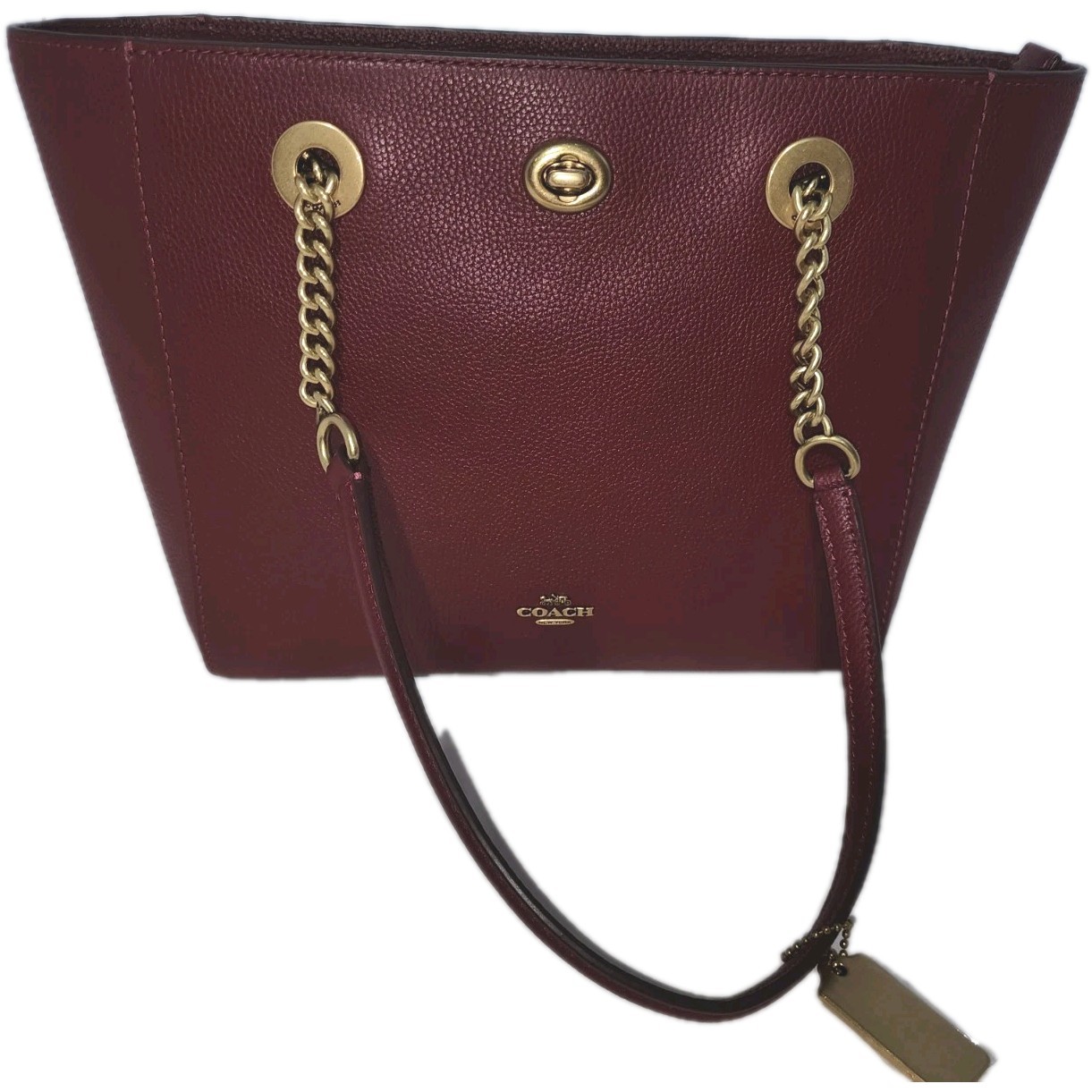 NWT Coach Turnlock Chain 27 Women’s Tote 9 inch – 57107 Oxblood (Burgundy)