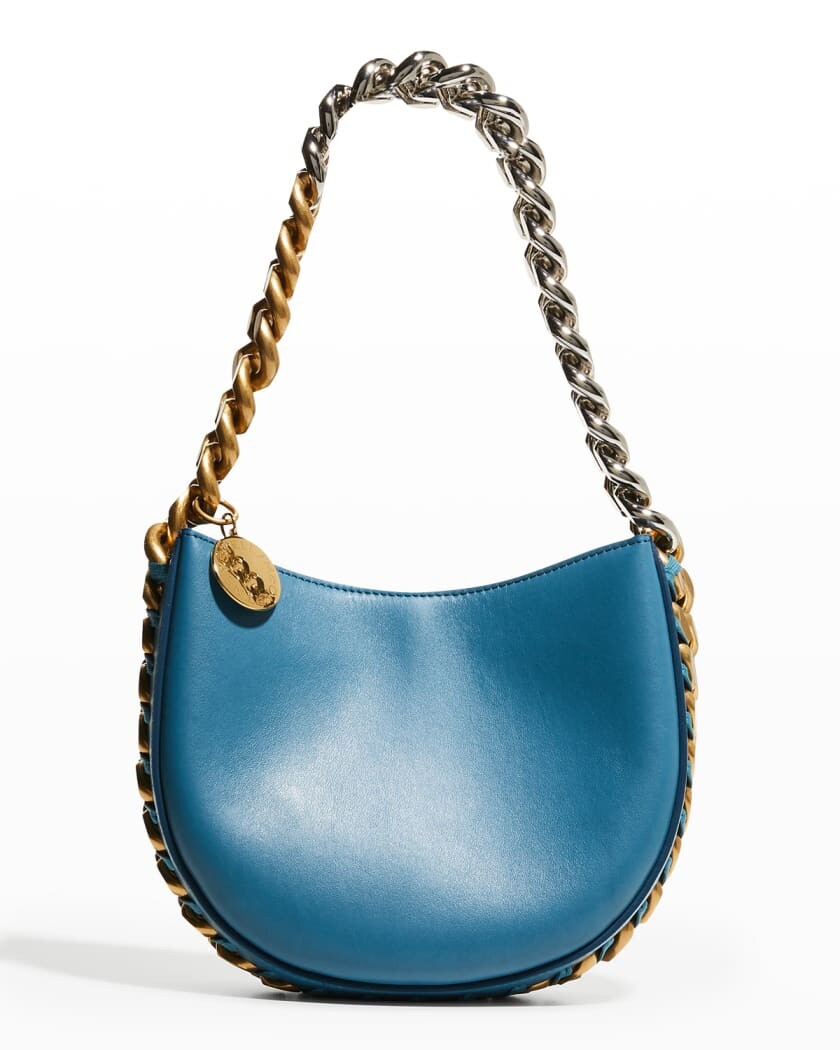 Beautiful! New STELLA MCCARTNEY Frayme Faux Leather Shoulder Bag Teal