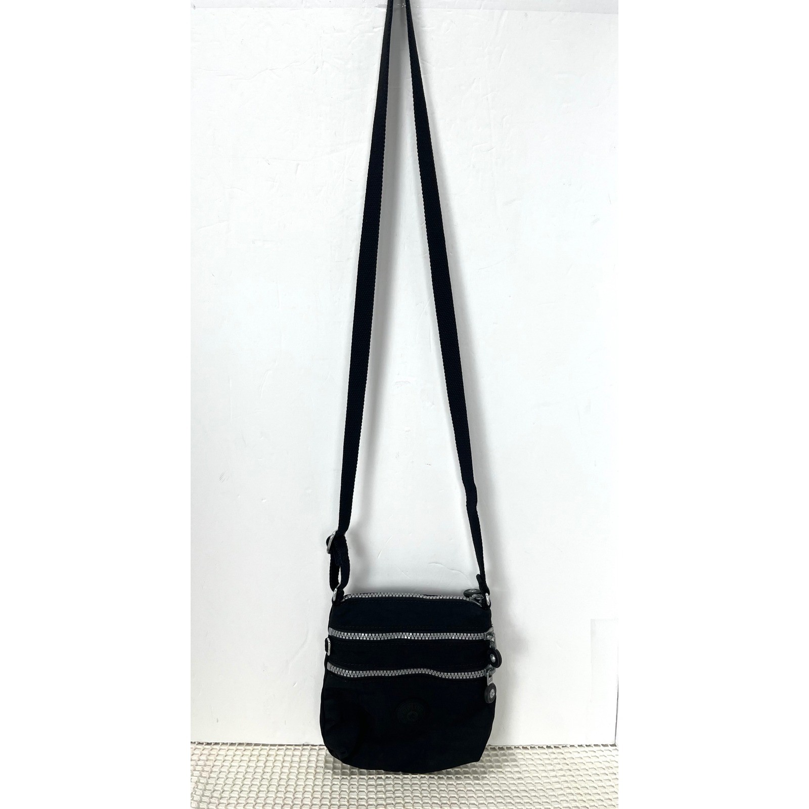 Kipling MiniBlack Nylon Crossbody Bag With Multiple Zipper Pockets