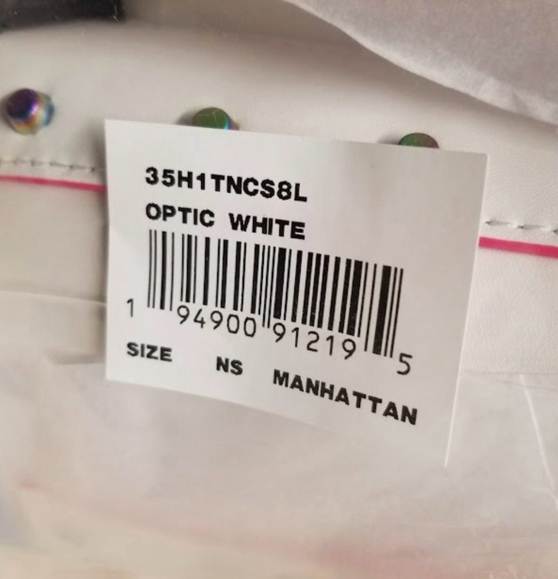 Michael Kors Manhattan Satchel Optic White Rainbow Stud Leather Bag