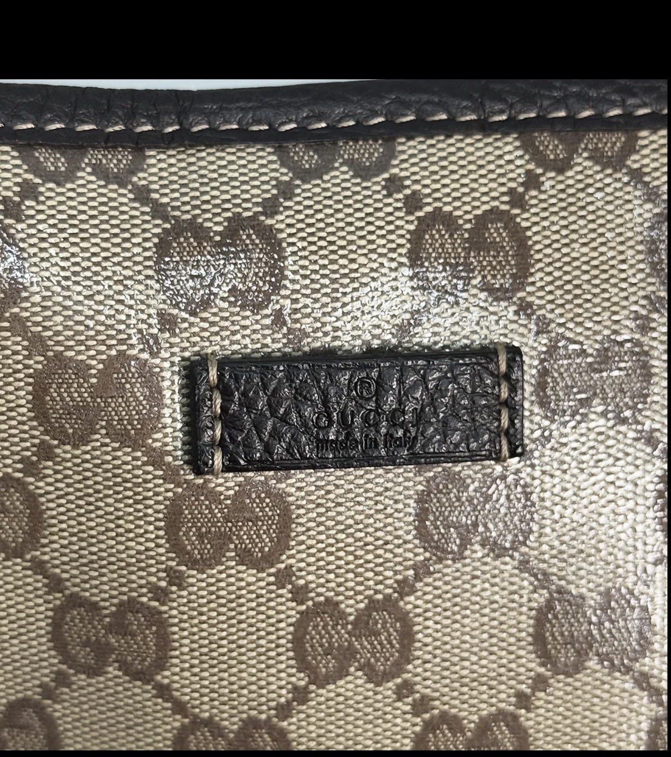 Authentic Gucci GG Canvas Tote Bag Beige Brown Coated Canvas Large Shopper