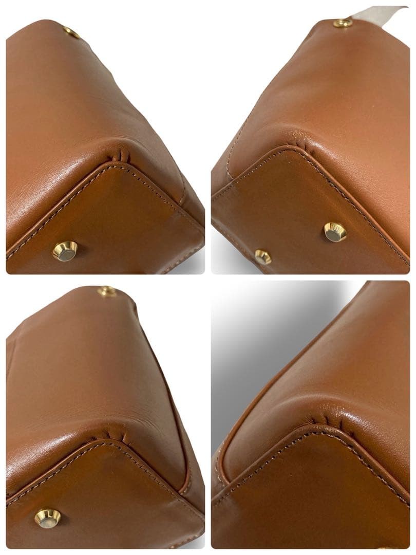ATAO Honey Bee MS 2 Way Shoulder Hand Bag White Leather Logo H16.5 W22 D11cm
