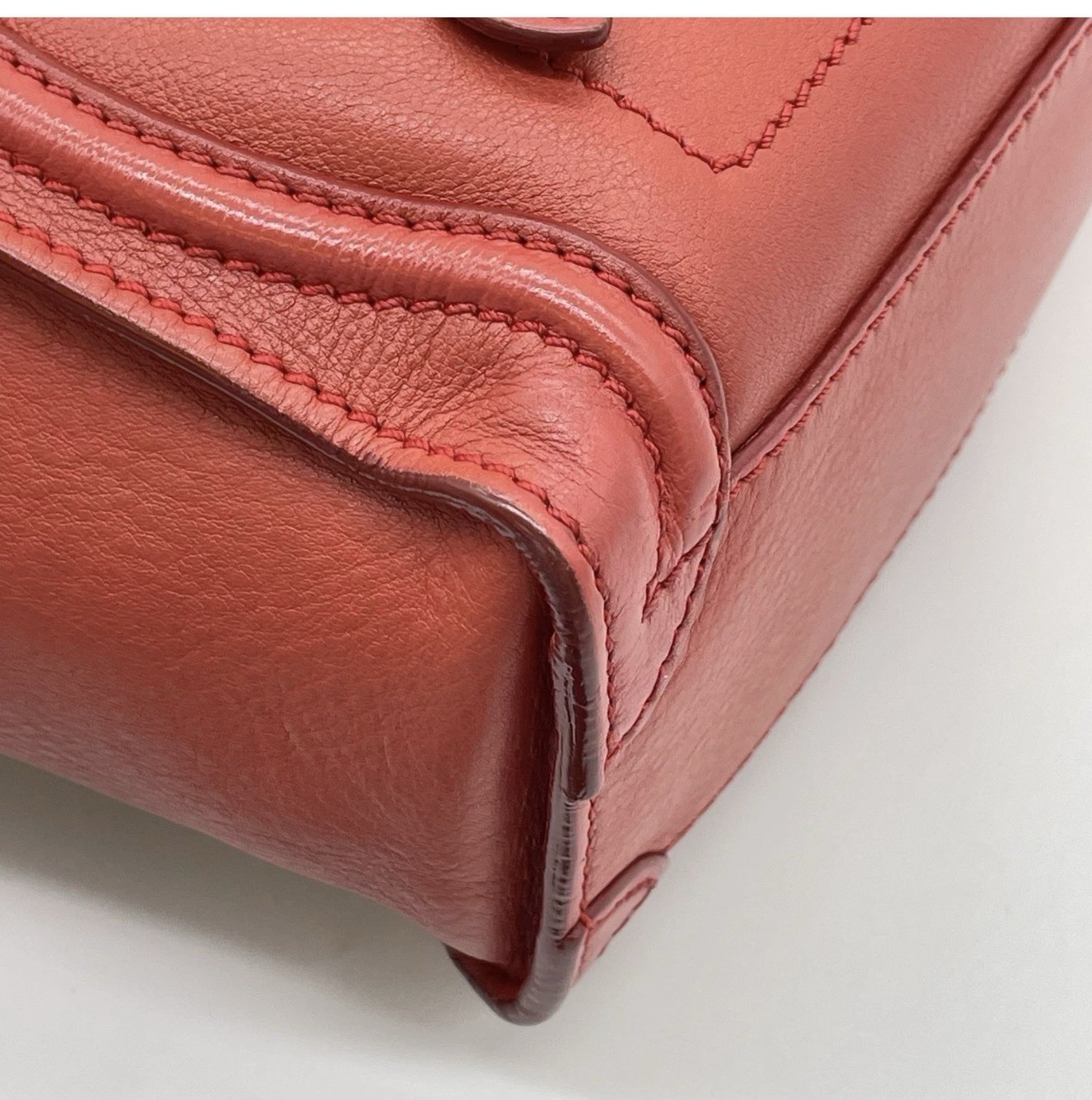 Authentic Celine Red Leather Luggage Nano Shopper 2way Handbag With dust bag