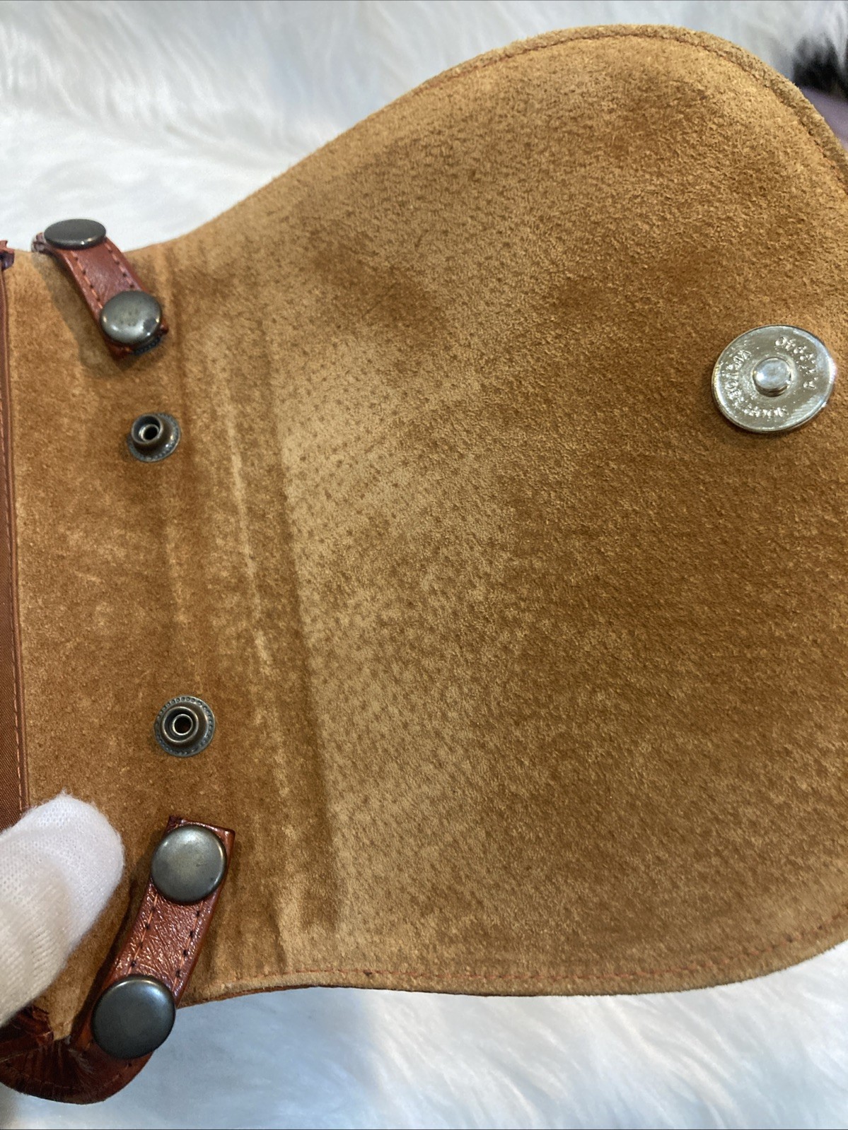 Vintage Genuine Eel Skin Leather Mini Shoulder Bag Warm Tone 17cm