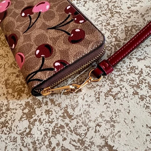 Coach Cherry Print Mollie Tote Signature Canvas Brown Handbag/Wallet Option NWT