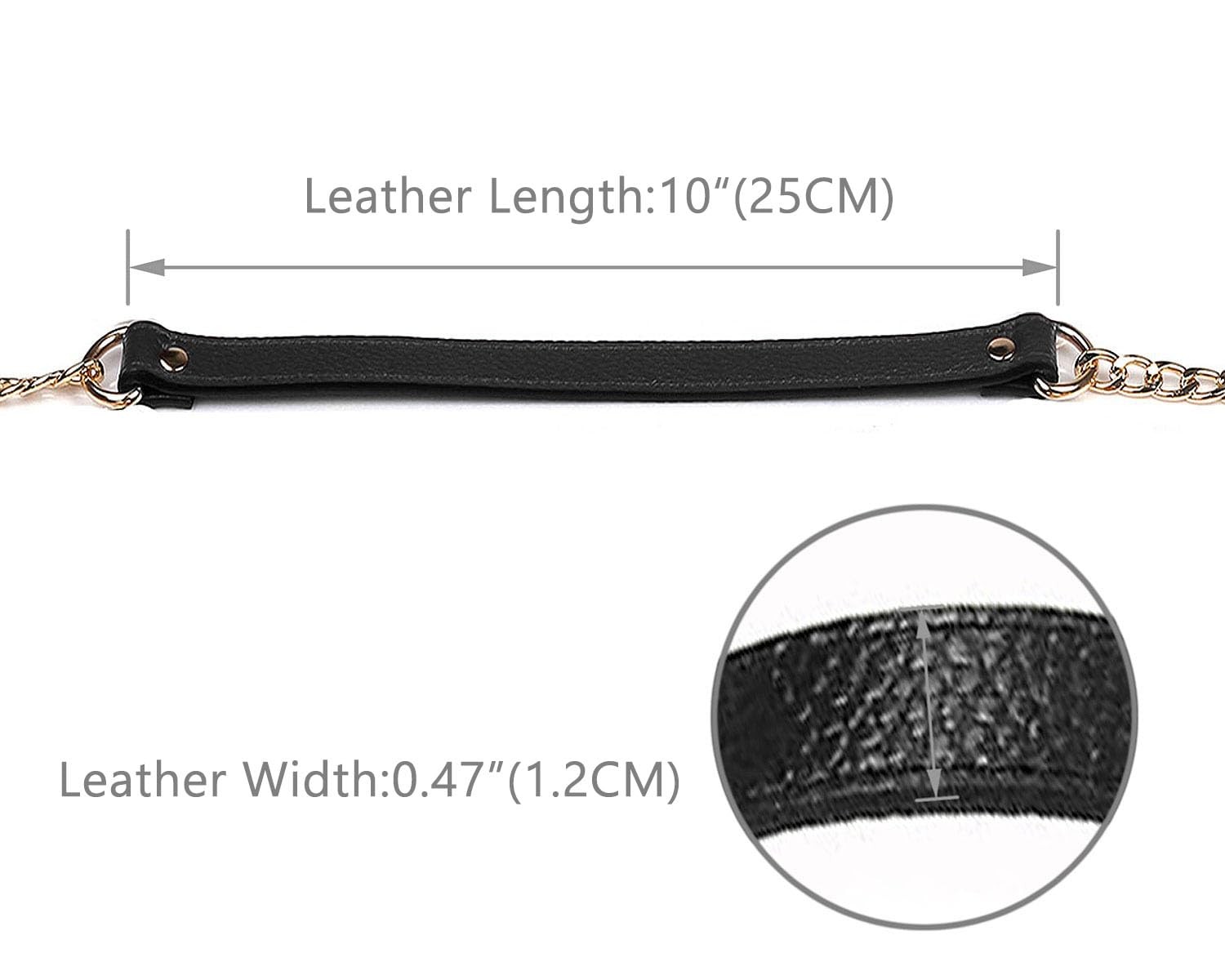 12MM Genuine Leather Chain Crossbody Strap Replacement for Handbags Black