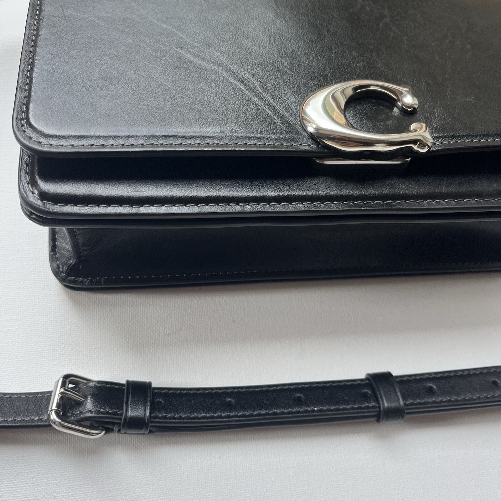 COACH Bandit shoulder bag Leather black CC416 Black/Silver Clasp