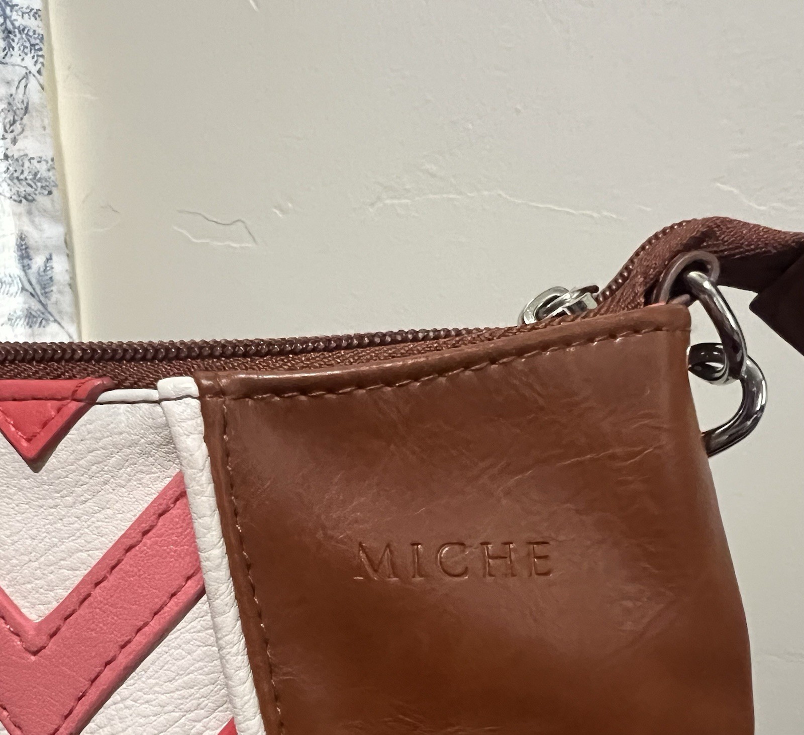 Miche Dee Hip Crossover Bag Shoulder Strap Chevron Burnt Sienna/Coral