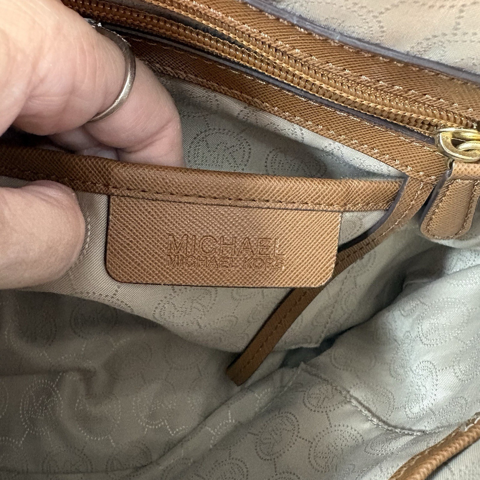 Michael Kors Jet Set Travel Saffiano Leather Tote Bag Acorn Brown GoldHardware