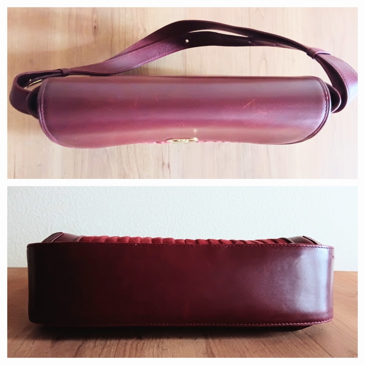 Vintage Celine Leather Shoulder Bag Bordeaux Gold Turn Lock Adjustable Strap 76