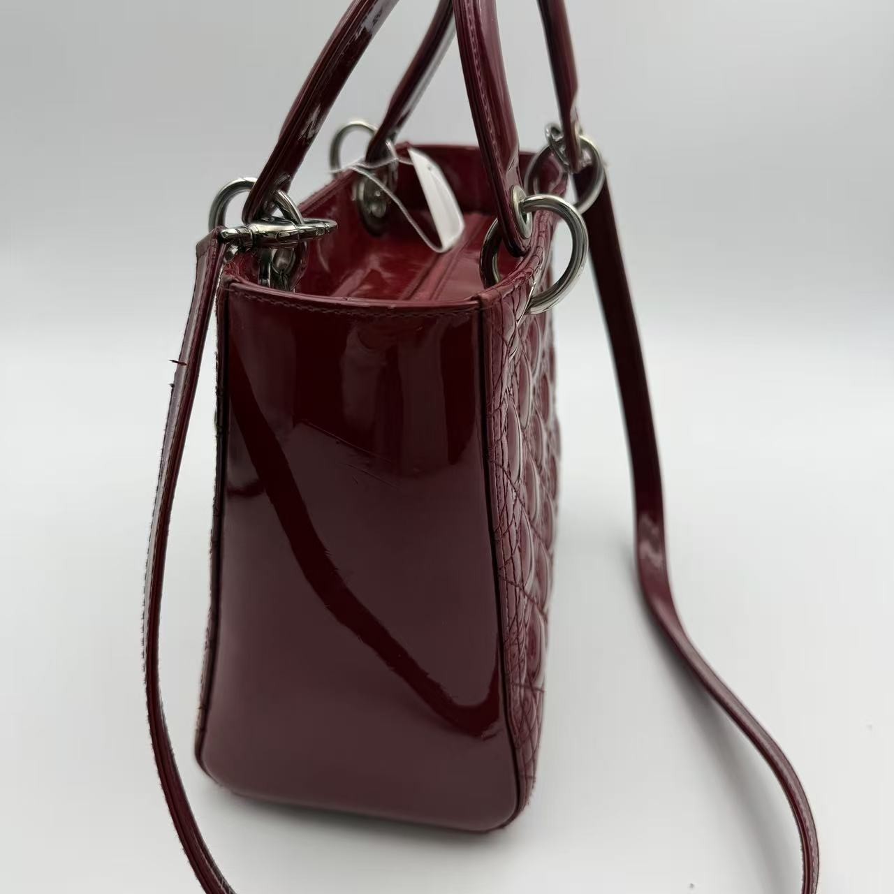 Christian Dior Lady Dior Burgundy Patent Leather Medium Lady Dior Bag USA