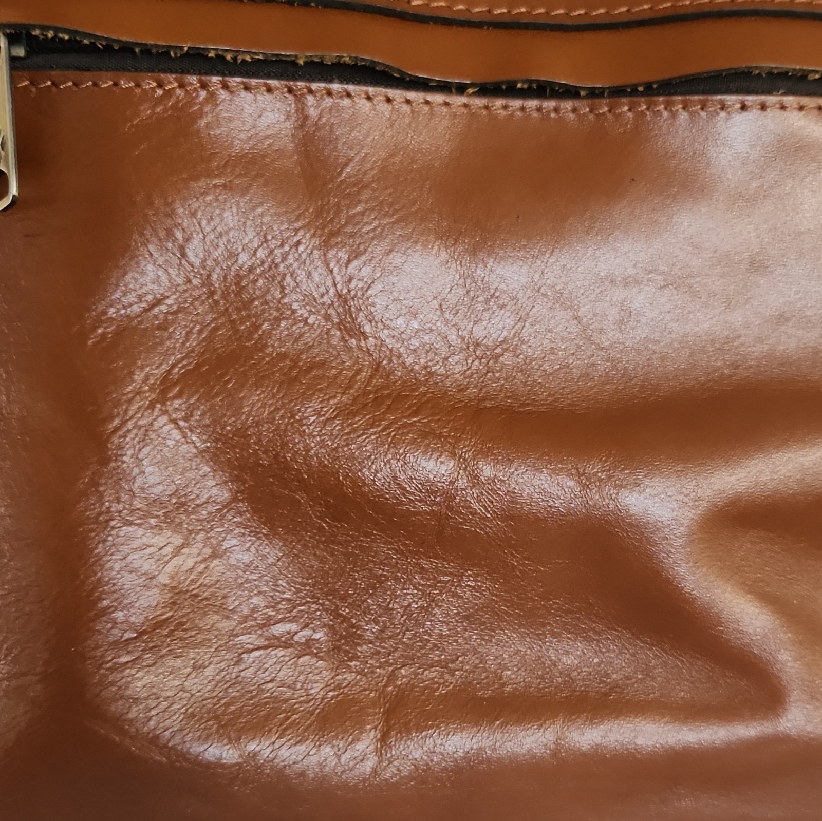 Patricia Nash Alessano Tan Leather Tote Bag Shoulder Purse Cognac Zip Top