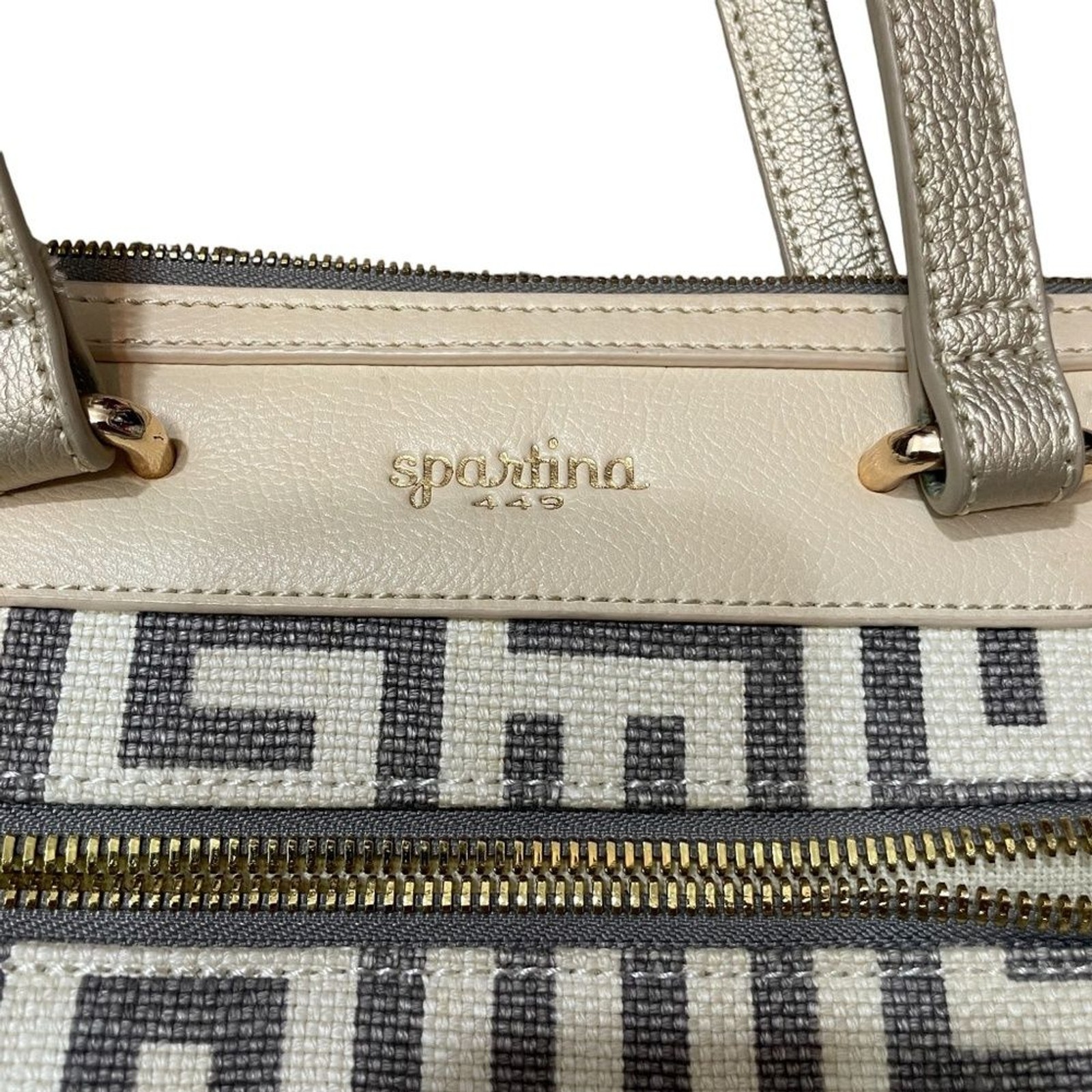Spartina 449 Grey Ivory Handbag Pockets (some staining inside see images)