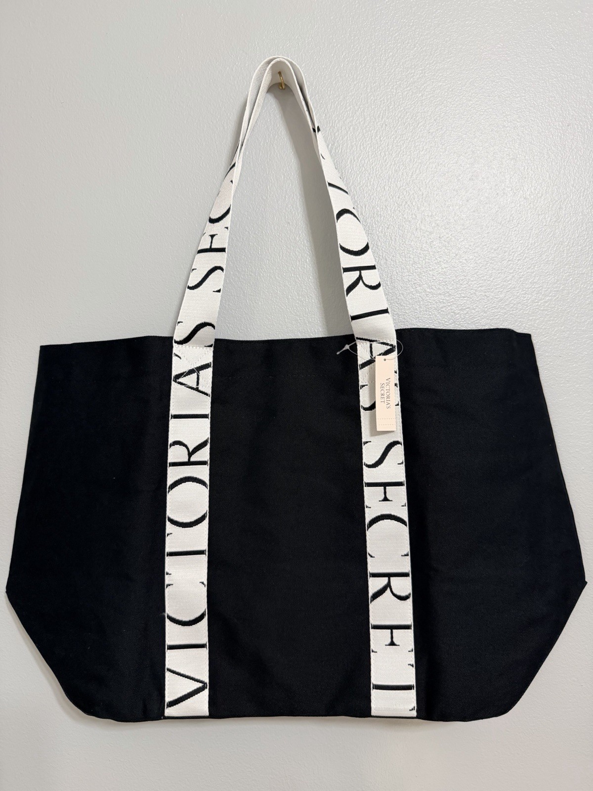 Victoria’s Secret Black 2026 Black W Logo Canvas Tote Bag New Release