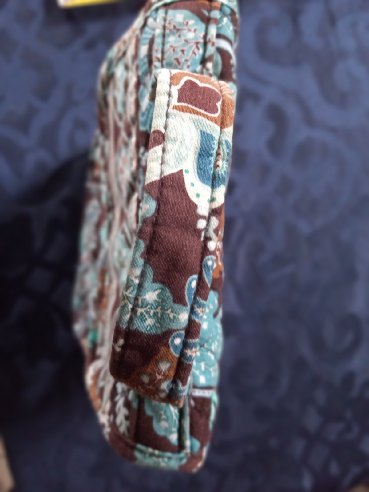 Vera Bradley Quilted Insulated Lunch Bag Box Java Blue Floral Paisley Print