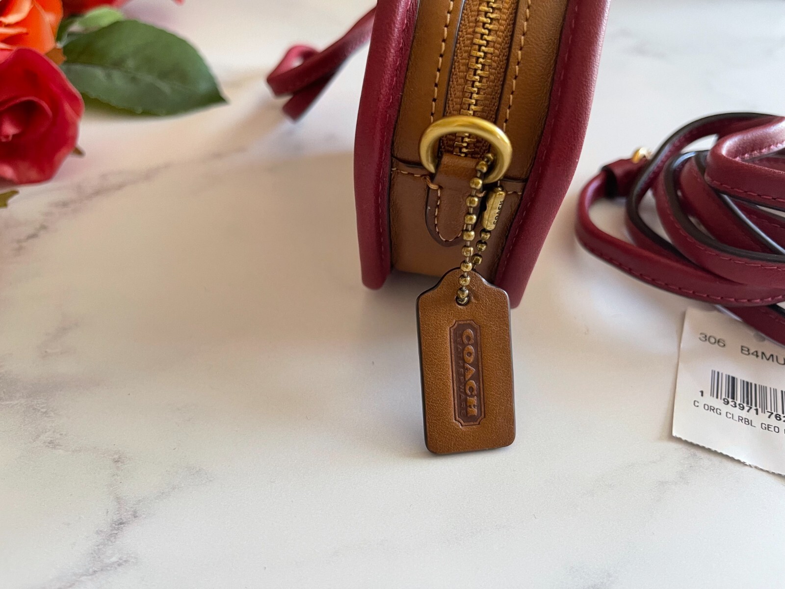 Coach Geometric Coin Case Leather Crossbody Wristlet ~NWT~ Colorblock 306