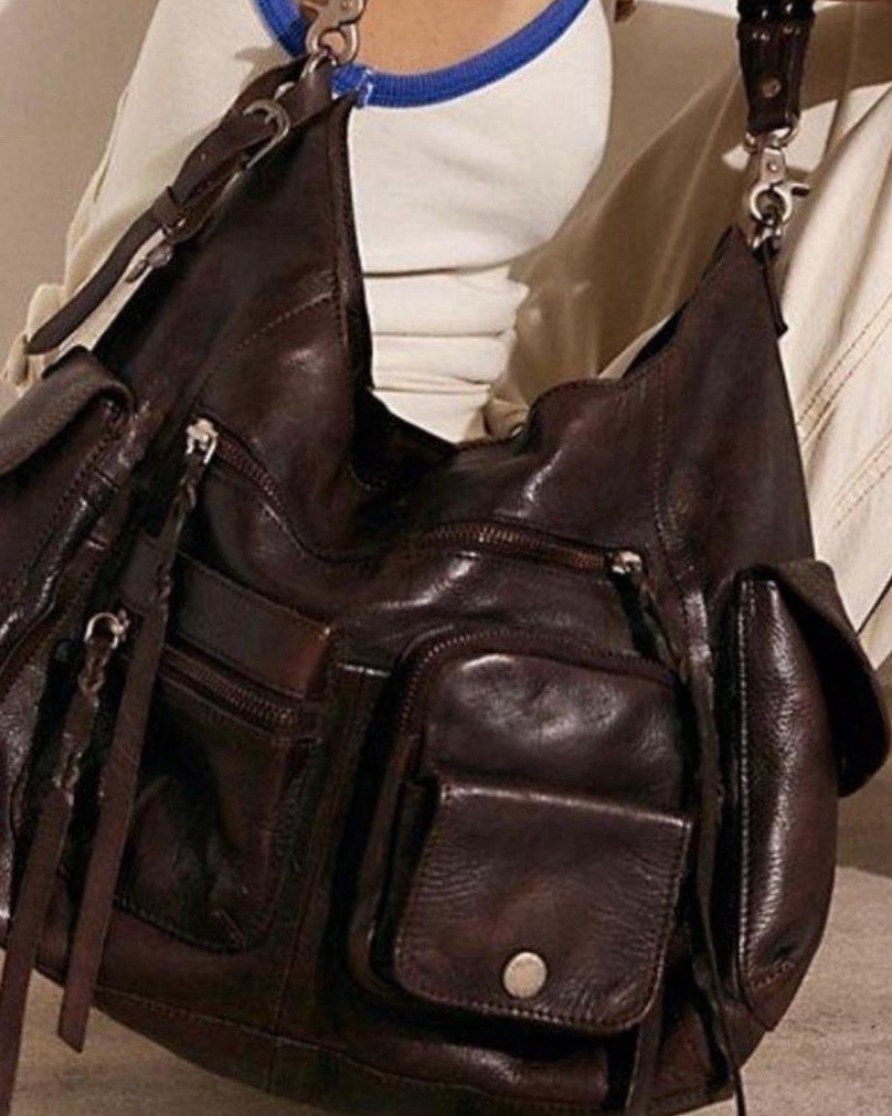 We The Free Brown Leather Shoulder Bag (Free People)