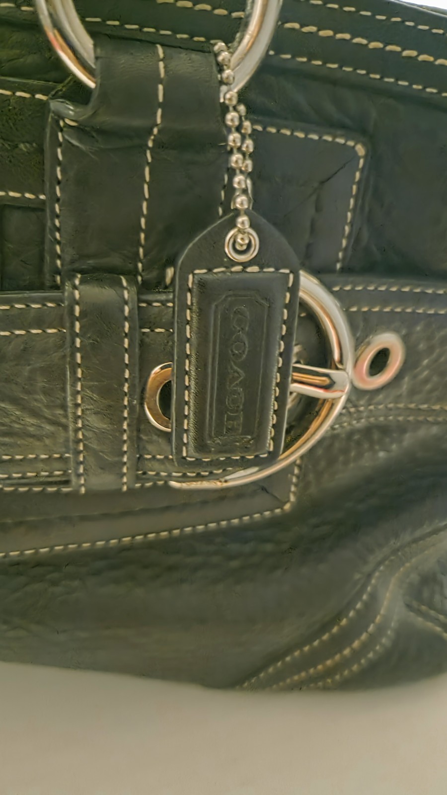 Coach vintage Hampton blk pebbled leather satchel w/silver tone hardware 2004