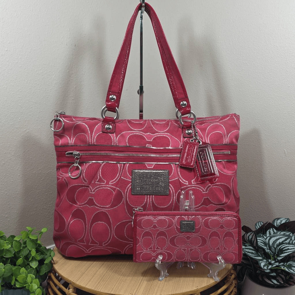 Coach Poppy Glam Sateen Tote with Matching Wallet G1067-15389