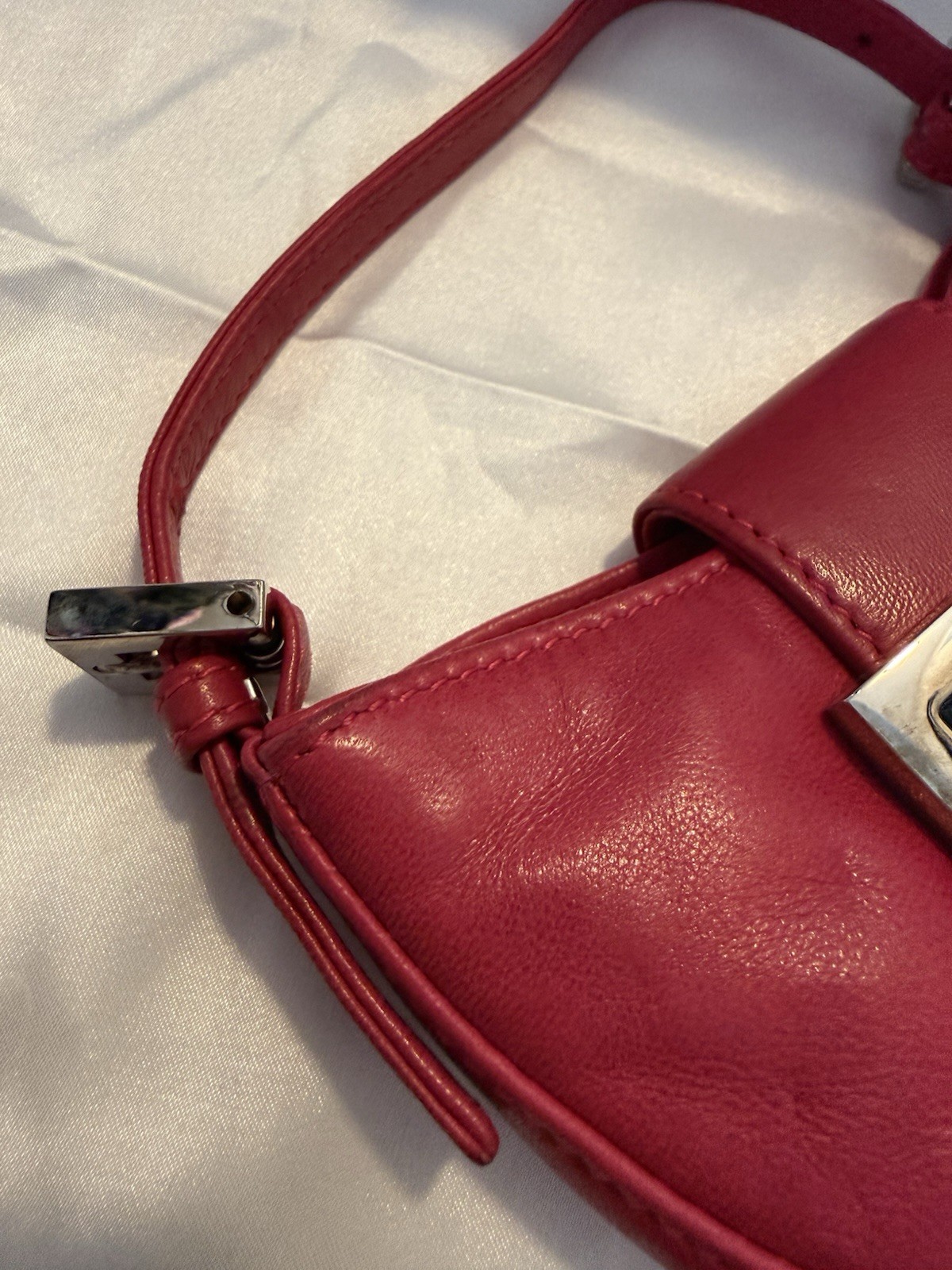Authentic FENDI VINTAGE MINI CROISSANT PINK LEATHER