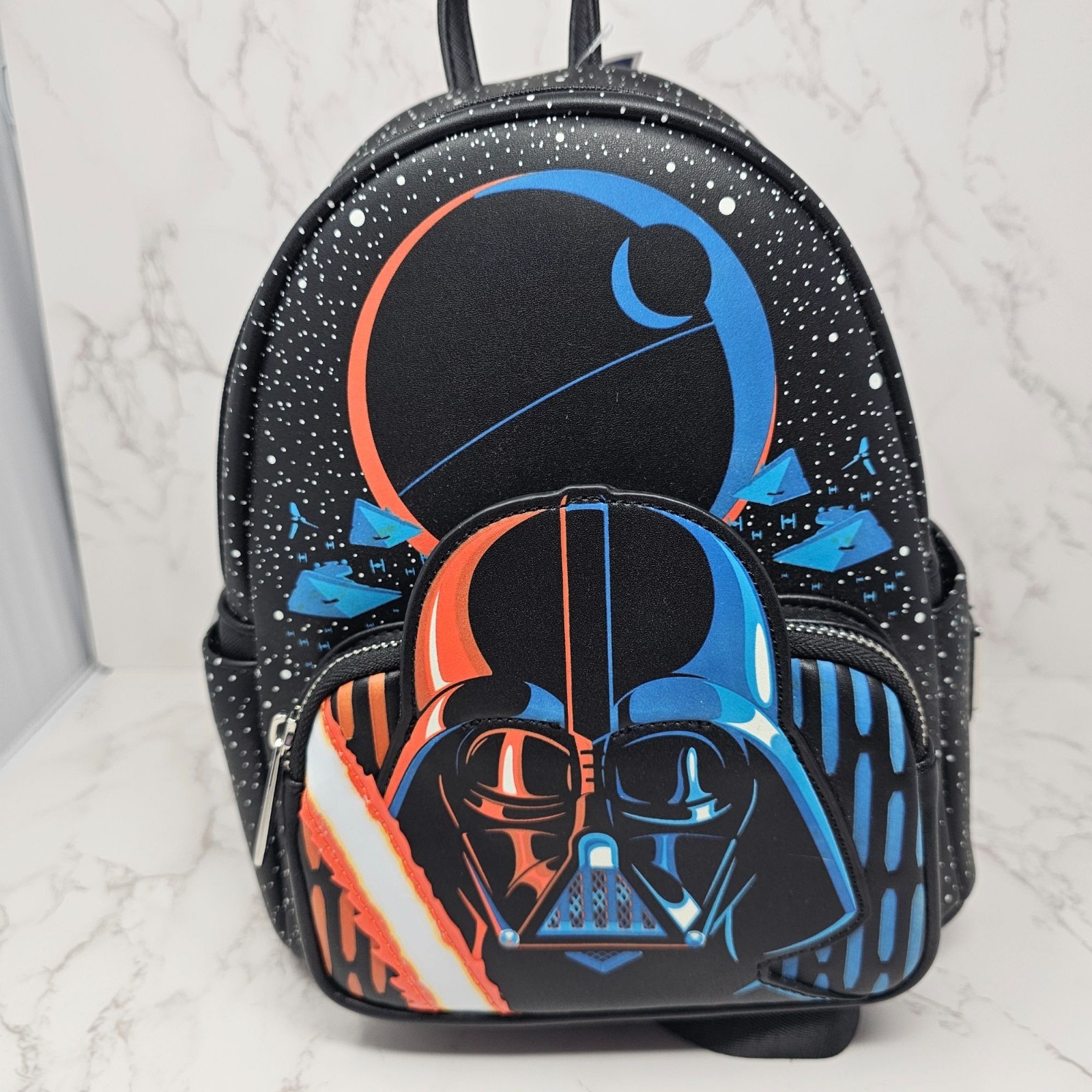 NWT Loungefly Star Wars – Darth Vader Death Star Print Light Up Mini Backpack