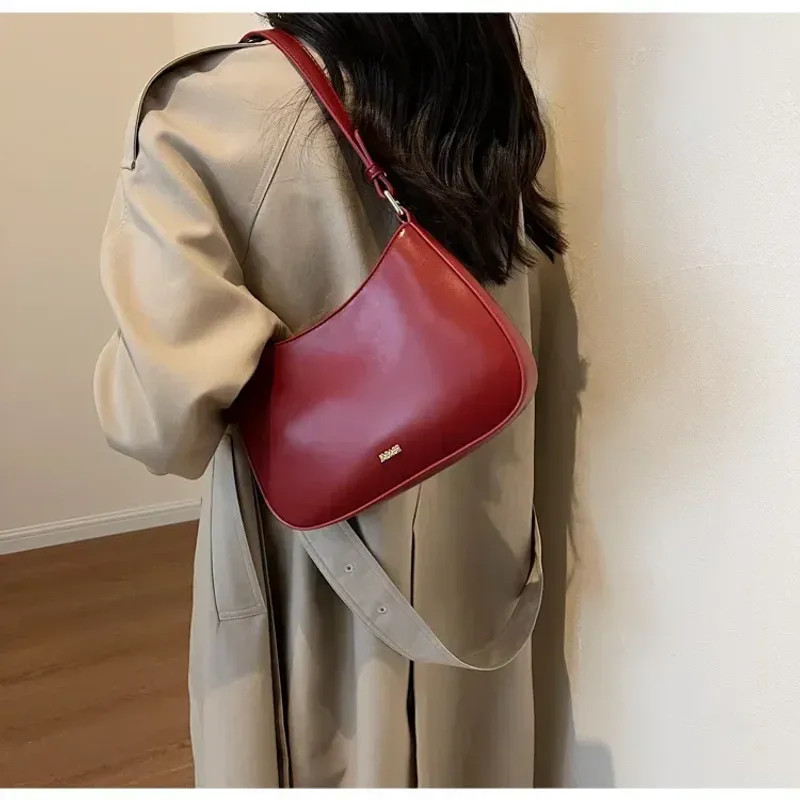 Red Underarm Shoulder Bags for Women 2024 New Texture Leather Crossbody Bag