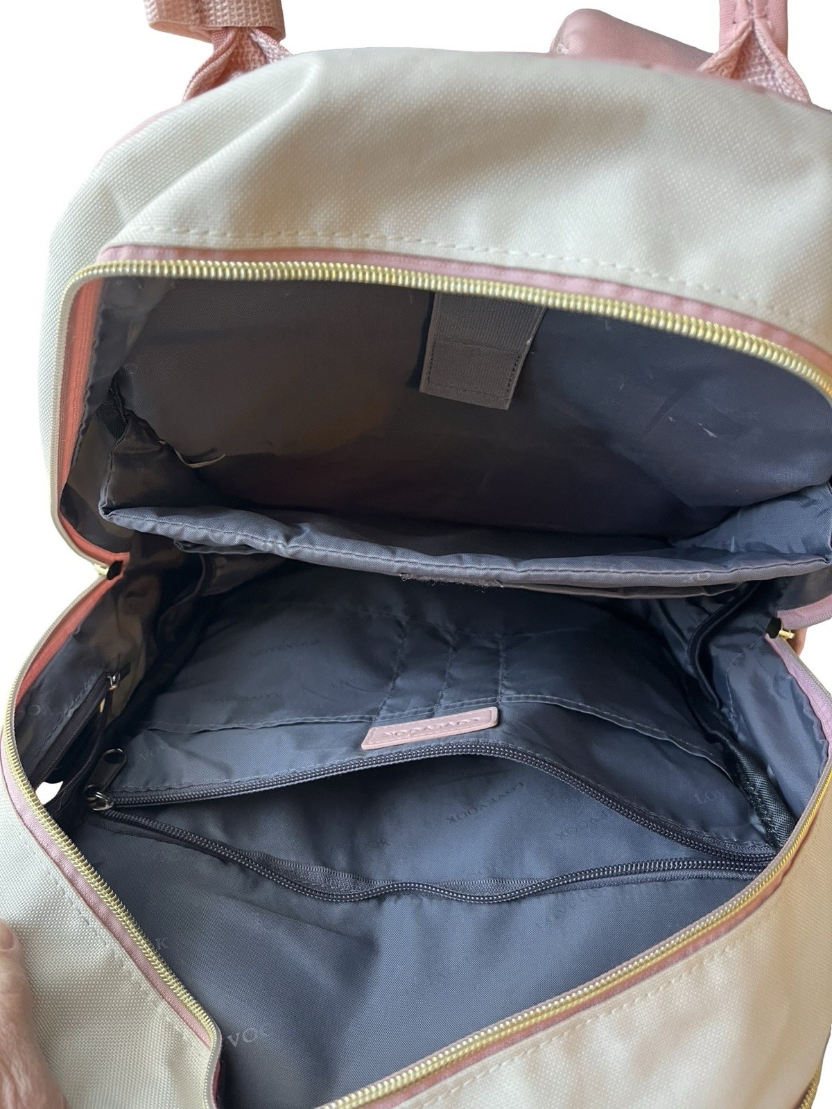 LOVEVOOK Pink Cream Laptop Backpack USB Port Travel Work School Diaper Bag