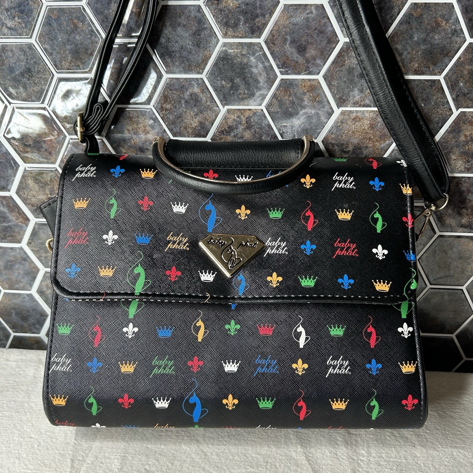 Vintage Y2K Baby Phat Multicolor Crossbody Purse Black