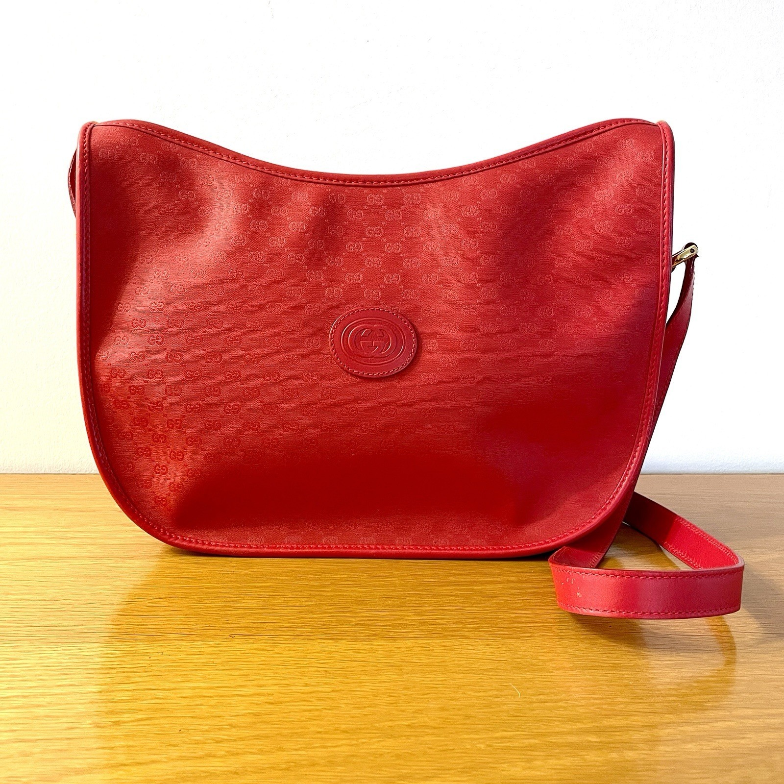 GUCCI Collector Accessory Collection Bag, Red Microguccissima GG, 1970s-80s