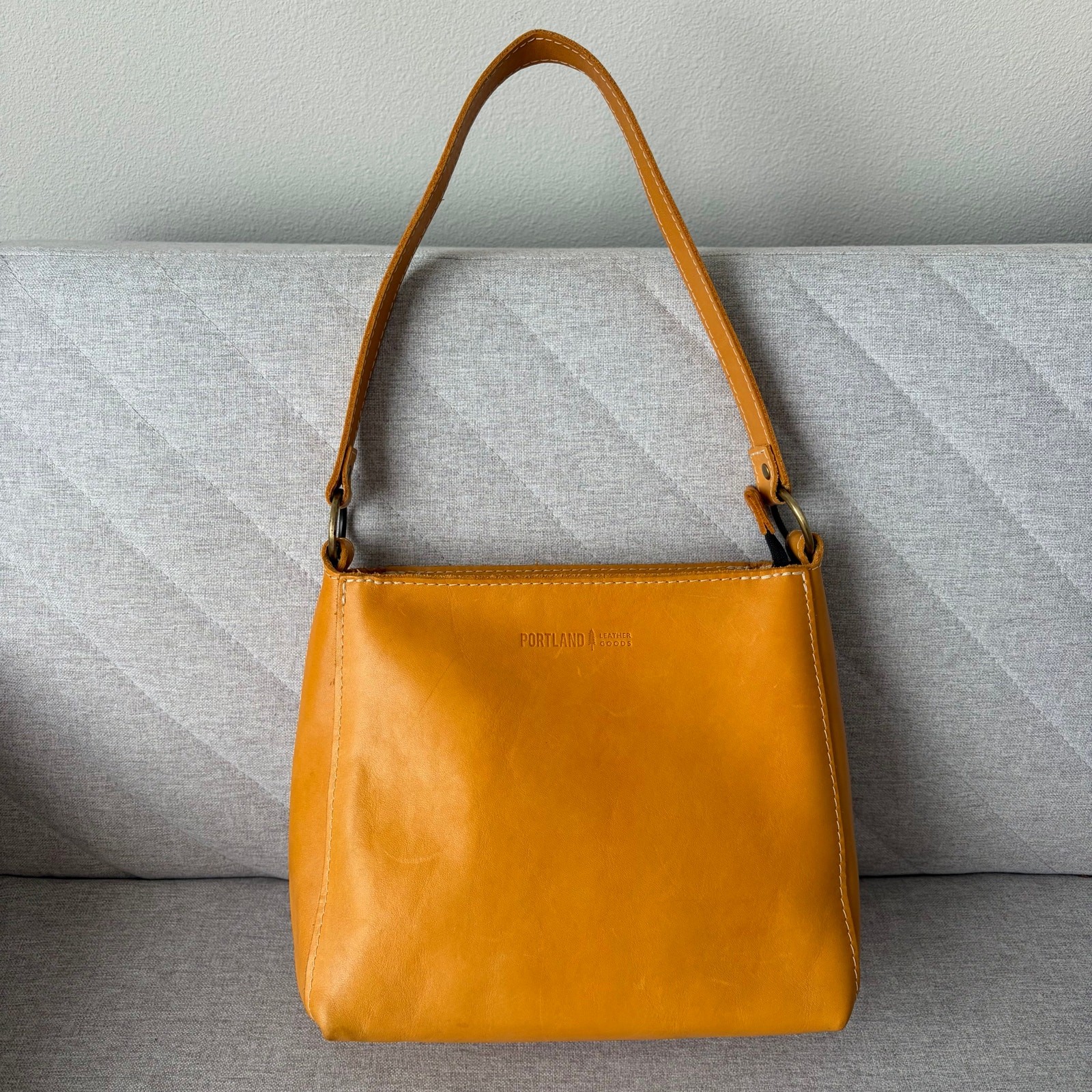 Portland Leather Goods Sunflower Yellow Triangle Shoulder Bag
