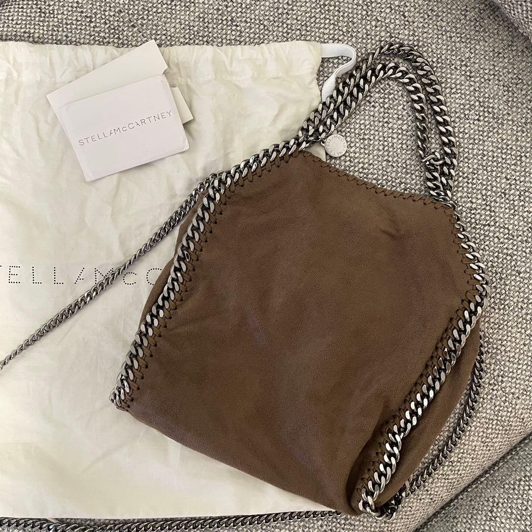 Stella McCartney Falabella Mini Tote Bag Shoulder Bag Brown Eco Leather Auth