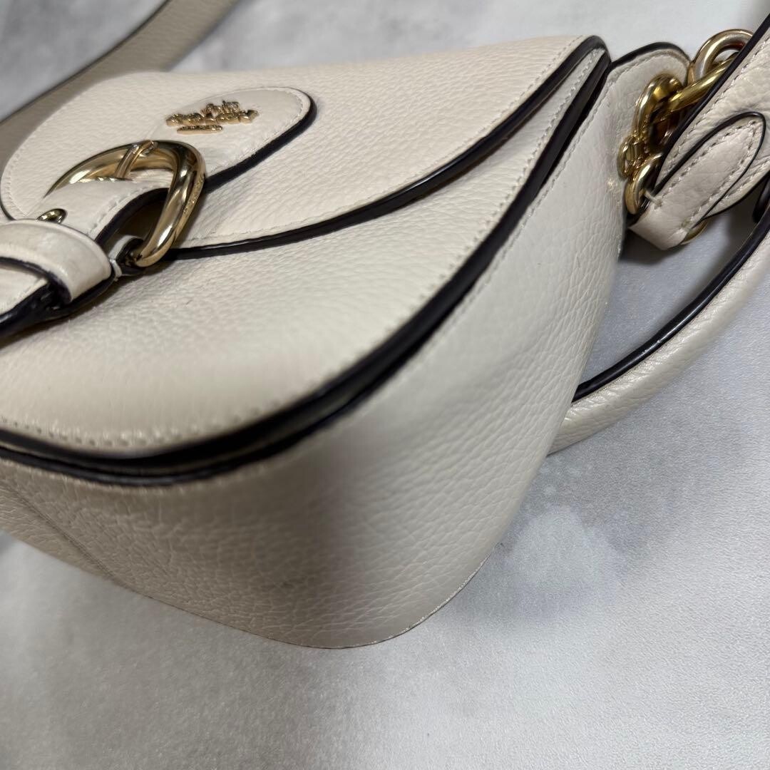 COACH Shoulder Bag C5685 Leather Chalk Auth Vintage From Japan
