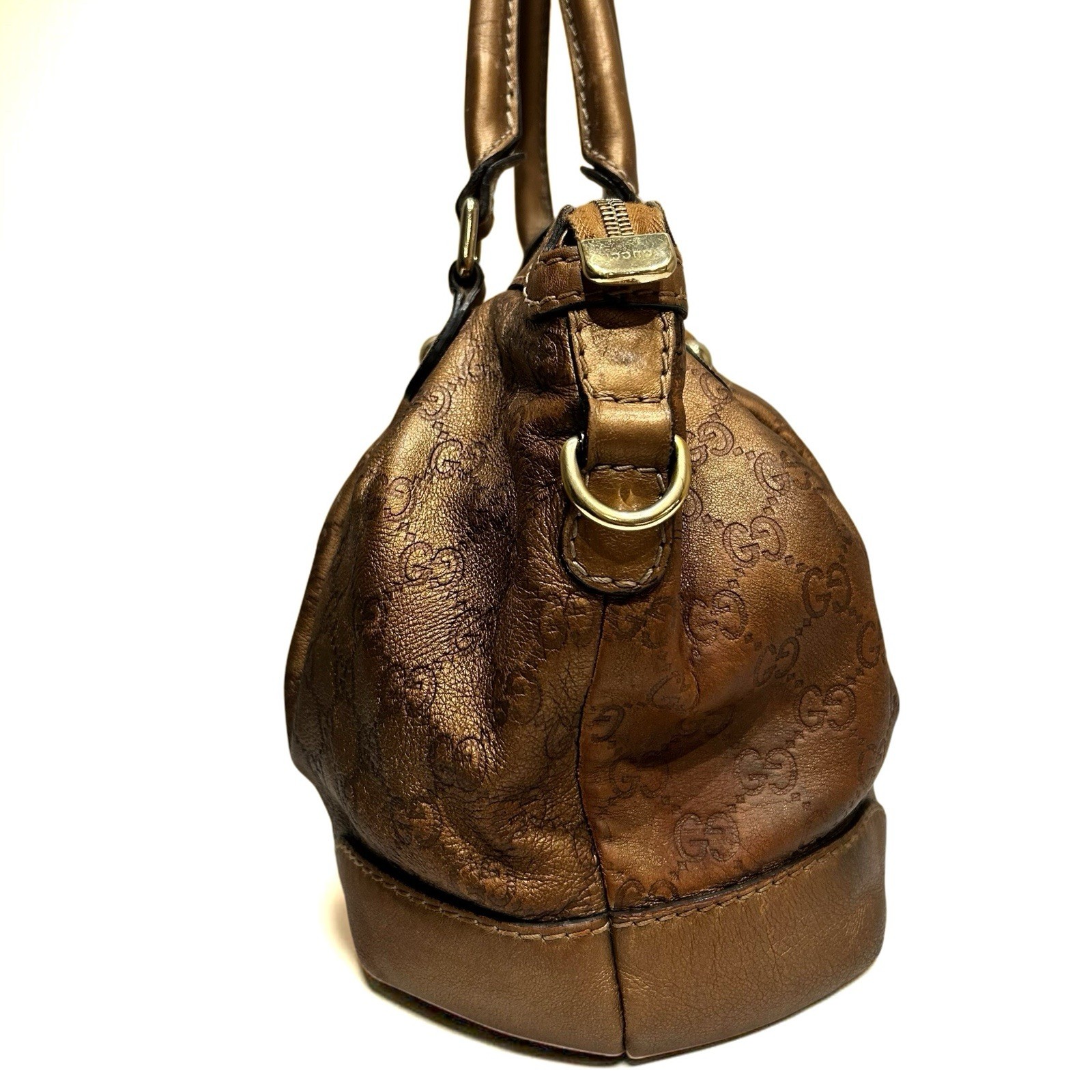 Gucci Sukey Tote Bag Shoulder Bag Brown Gold Auth