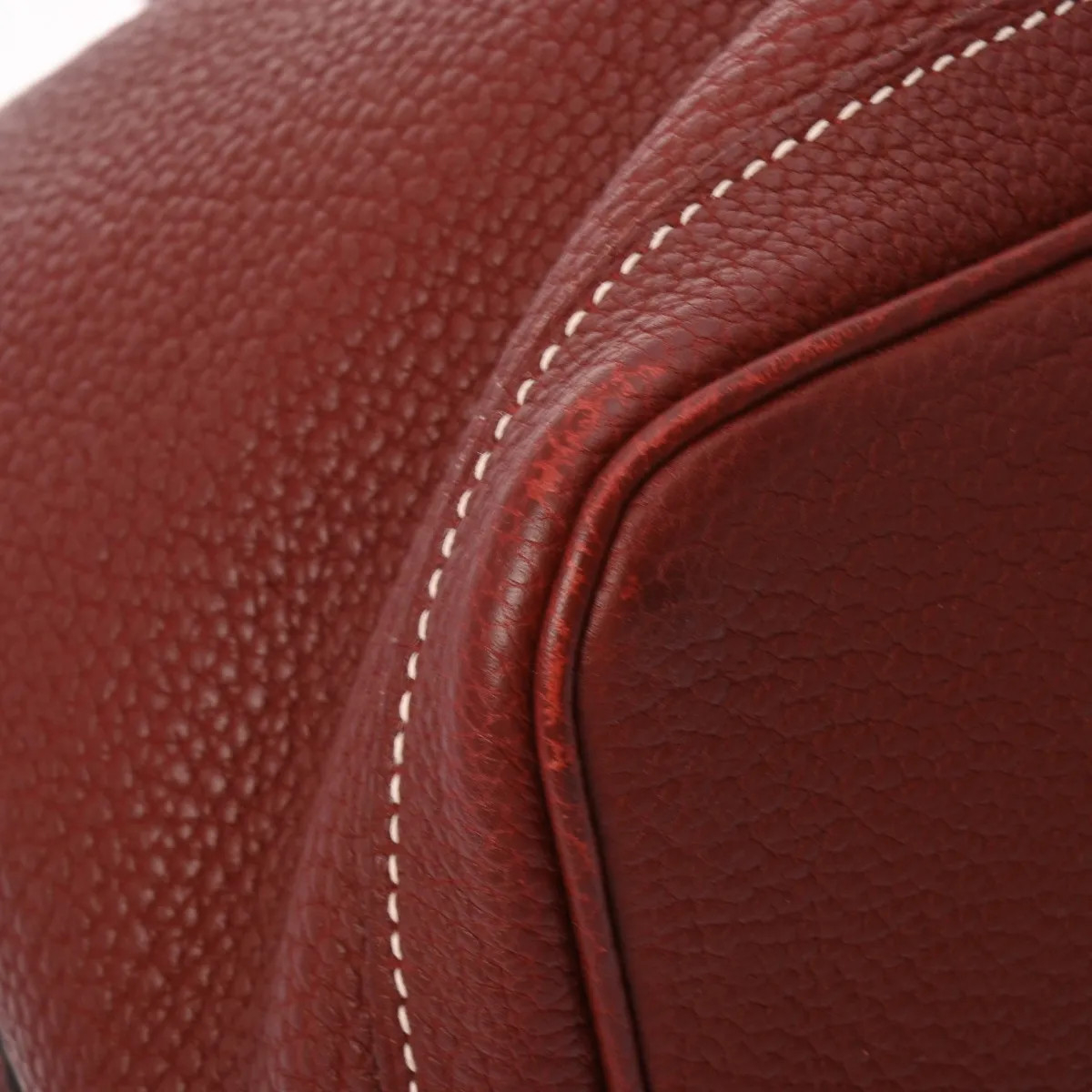Hermes Garden Party PM Handbag Negonda Leather Red #WB4825